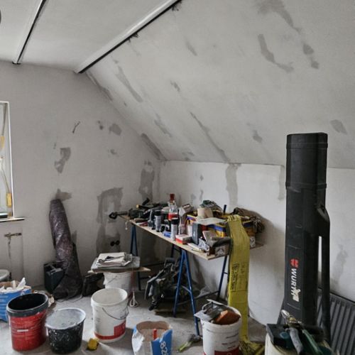 6 Säcke Gips sind schon verspachtelt,